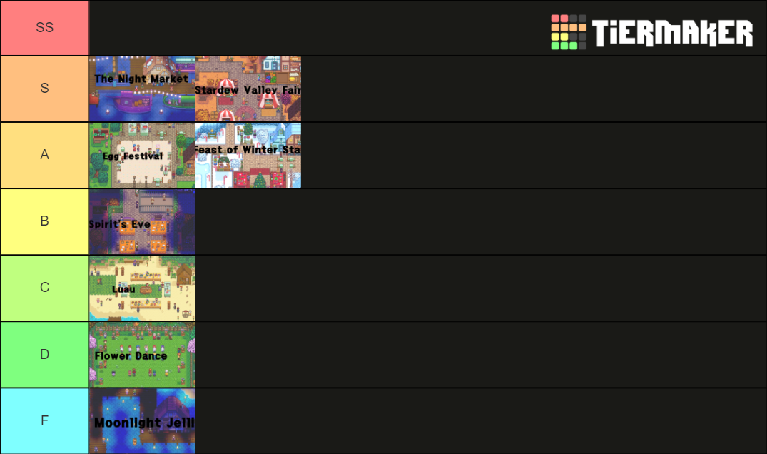 Stardew valley festivals tier list community rankings tiermaker