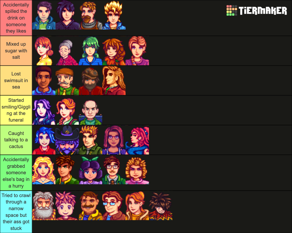 Stardew valley characters awkward situation Tier List (Community ...