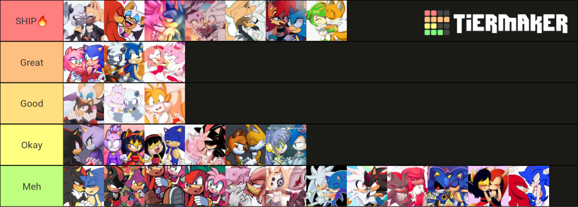 Sonic fandom ships tier list community rankings tiermaker