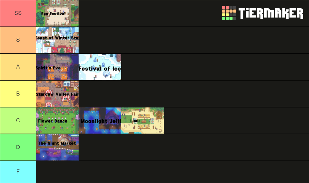 Stardew valley festivals tier list community rankings tiermaker