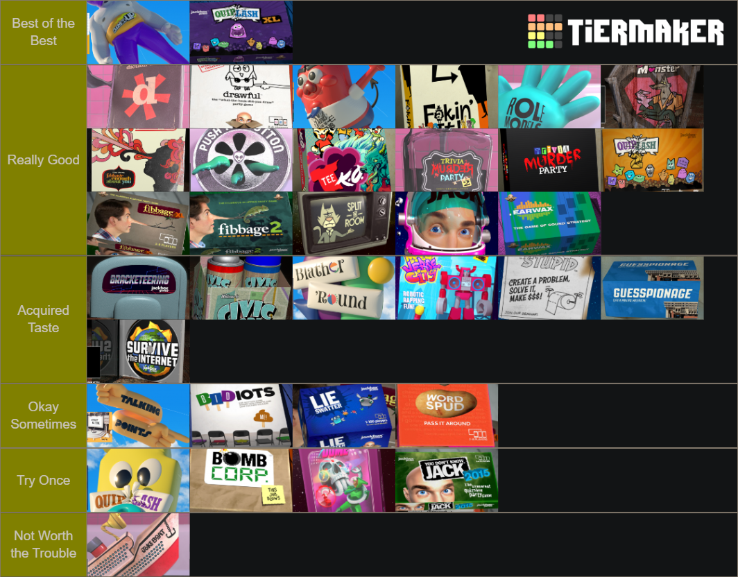Jackbox Party Packs 17 Games Tier List Rankings) TierMaker