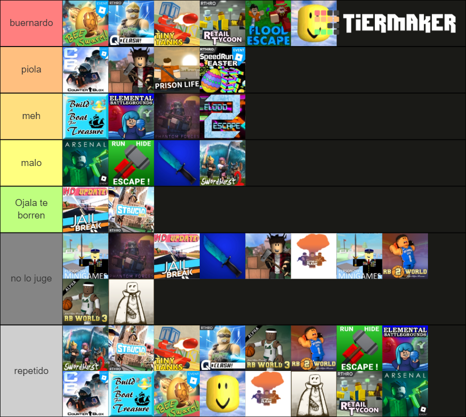 Roblox games Tier List (Community Rankings) - TierMaker