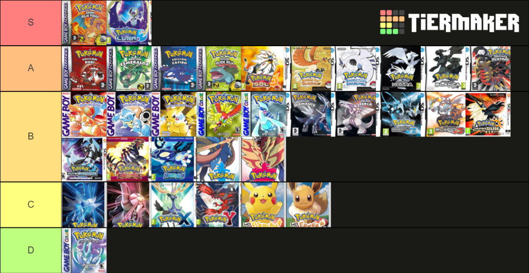 Pok mon Games Tier List Community Rankings TierMaker
