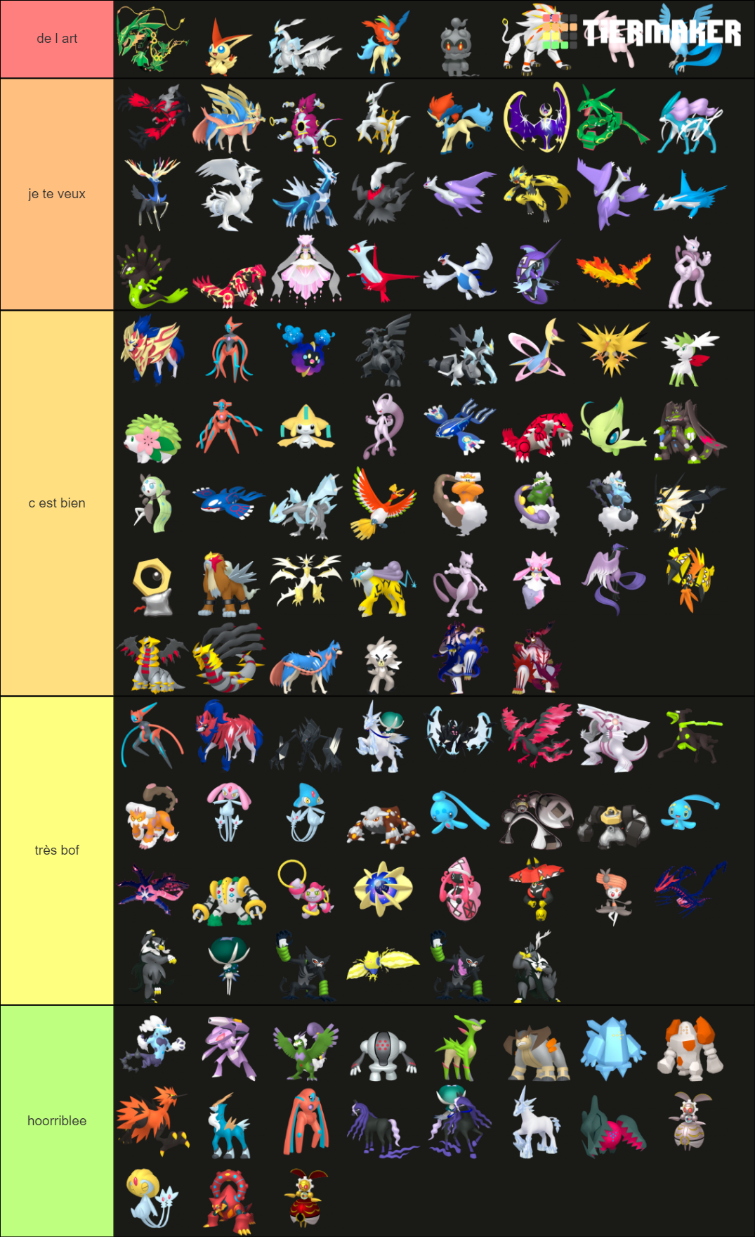 Pokémon Légendaires & Fabuleux Tier List (Community Rankings) - TierMaker