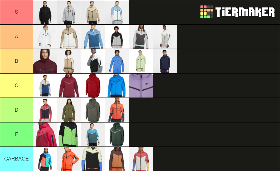 nike tech fleece Tier List Rankings) TierMaker