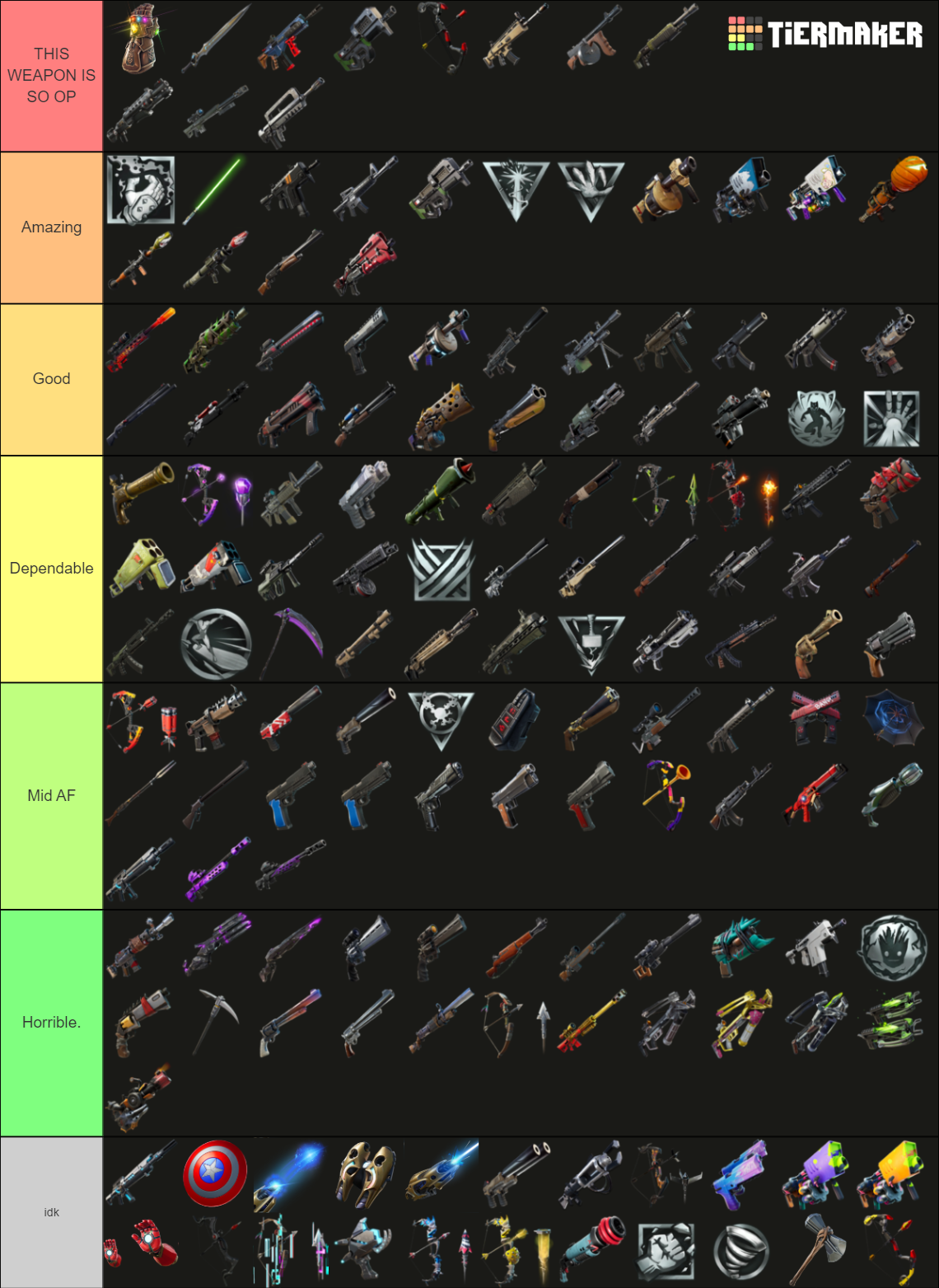 Every Fortnite Weapon (C1 S1 - C3 S3) (UPDATED) Tier List (Community ...