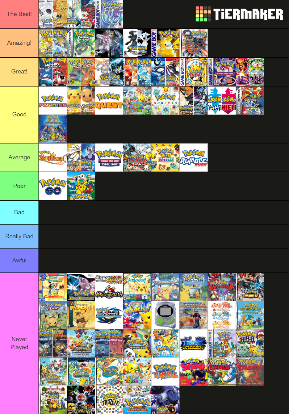 Every (EVERY) Pokemon Game Tier List (Community Rankings) - TierMaker