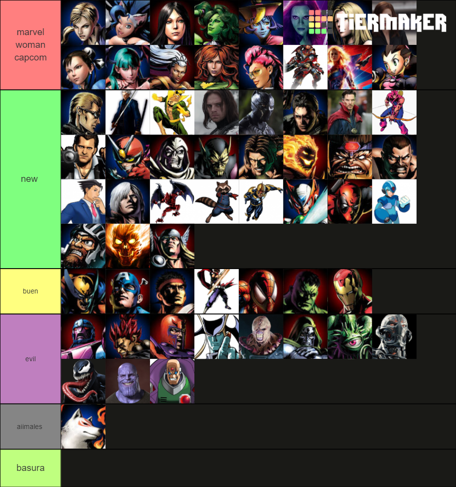 Ultimate Marvel VS Capcom 3 / Infinite Character List Tier List ...