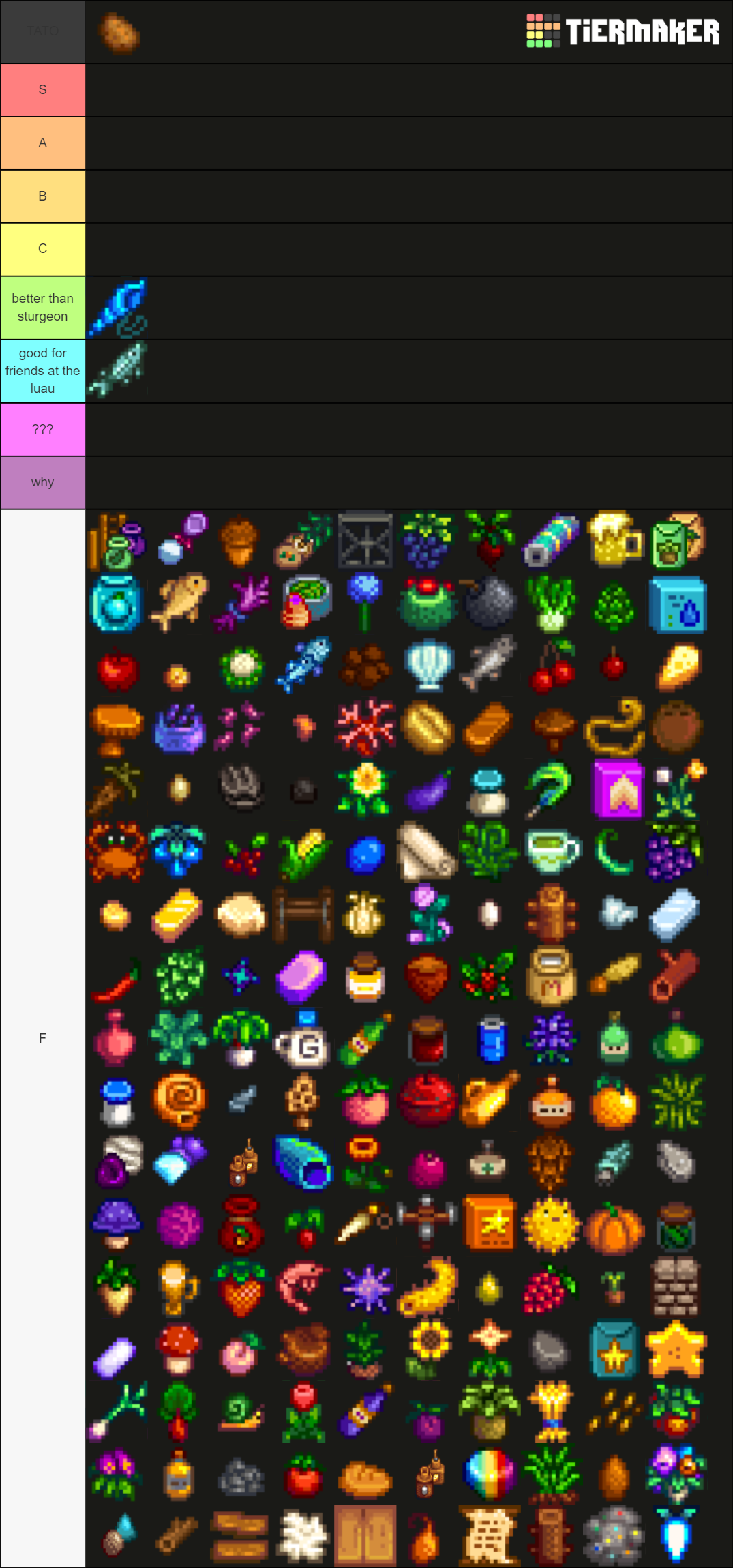 Stardew valley items Tier List Rankings) TierMaker