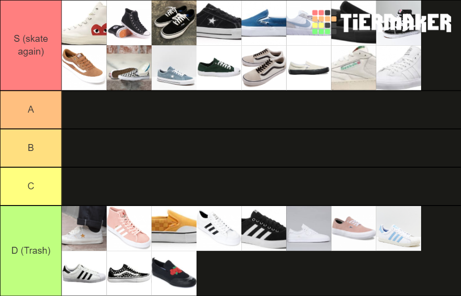 Skate Shoe Tier List Rankings) TierMaker