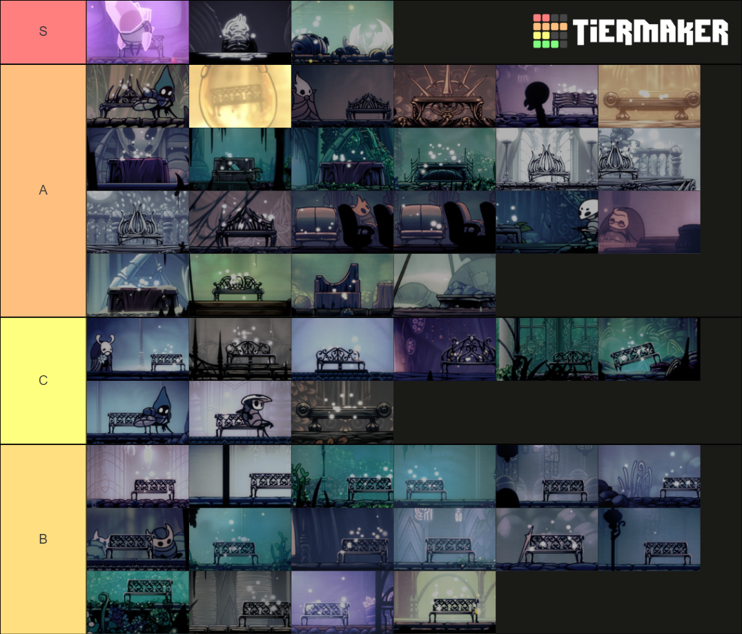 Hollow Knight Benches Tier List Rankings) TierMaker