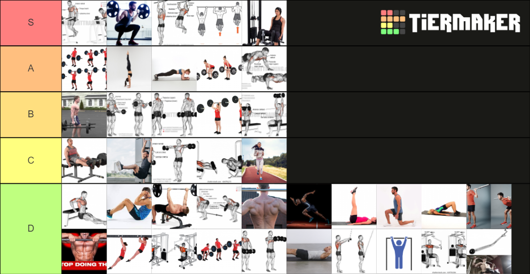 Gym exercises Tier List Rankings) TierMaker