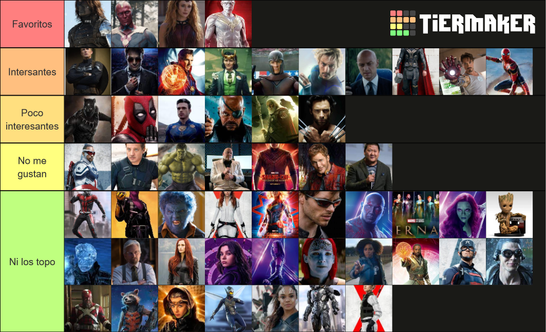 Marvel Characters Tier List Rankings) TierMaker
