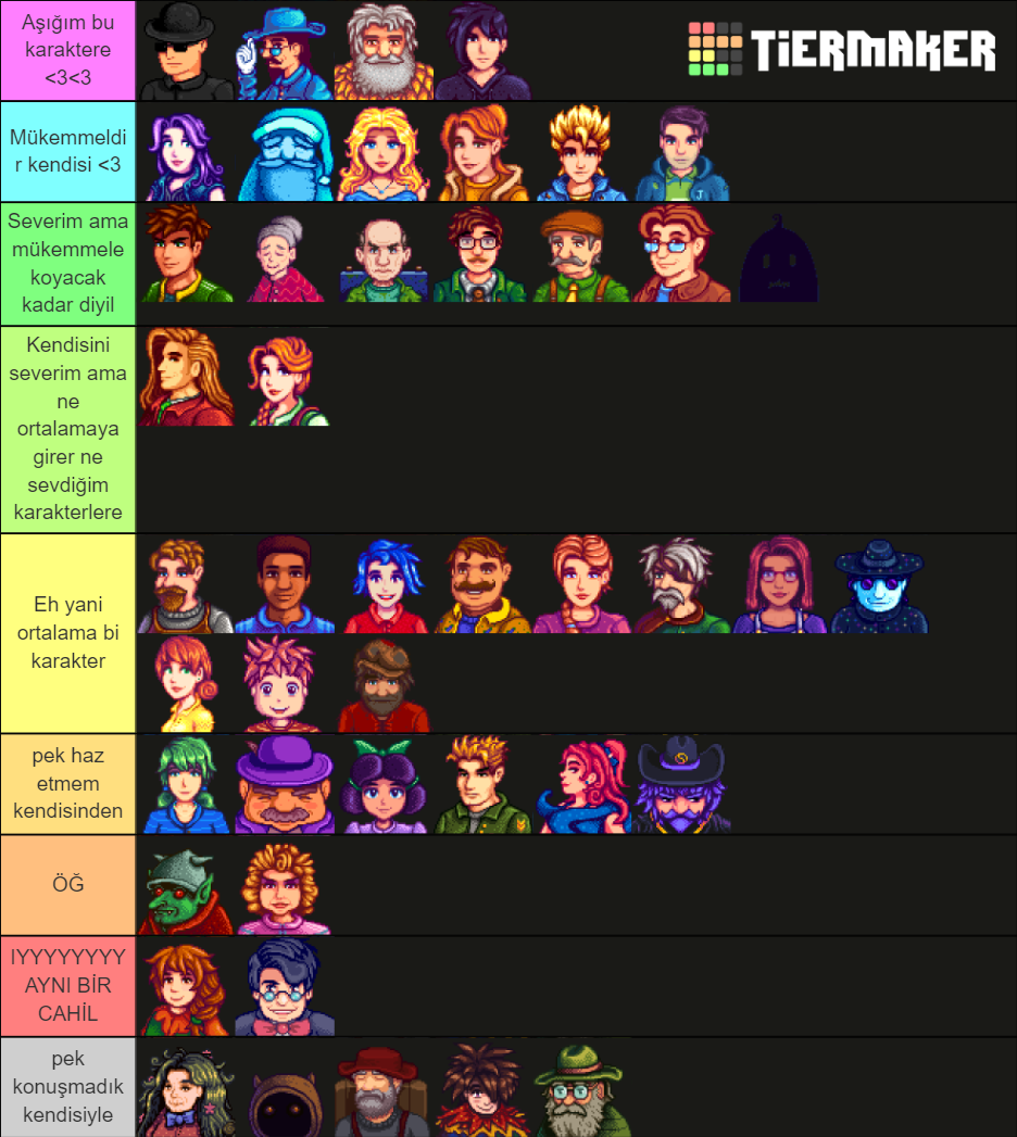 Stardew Valley Karakterleri Tier List (Community Rankings) - TierMaker