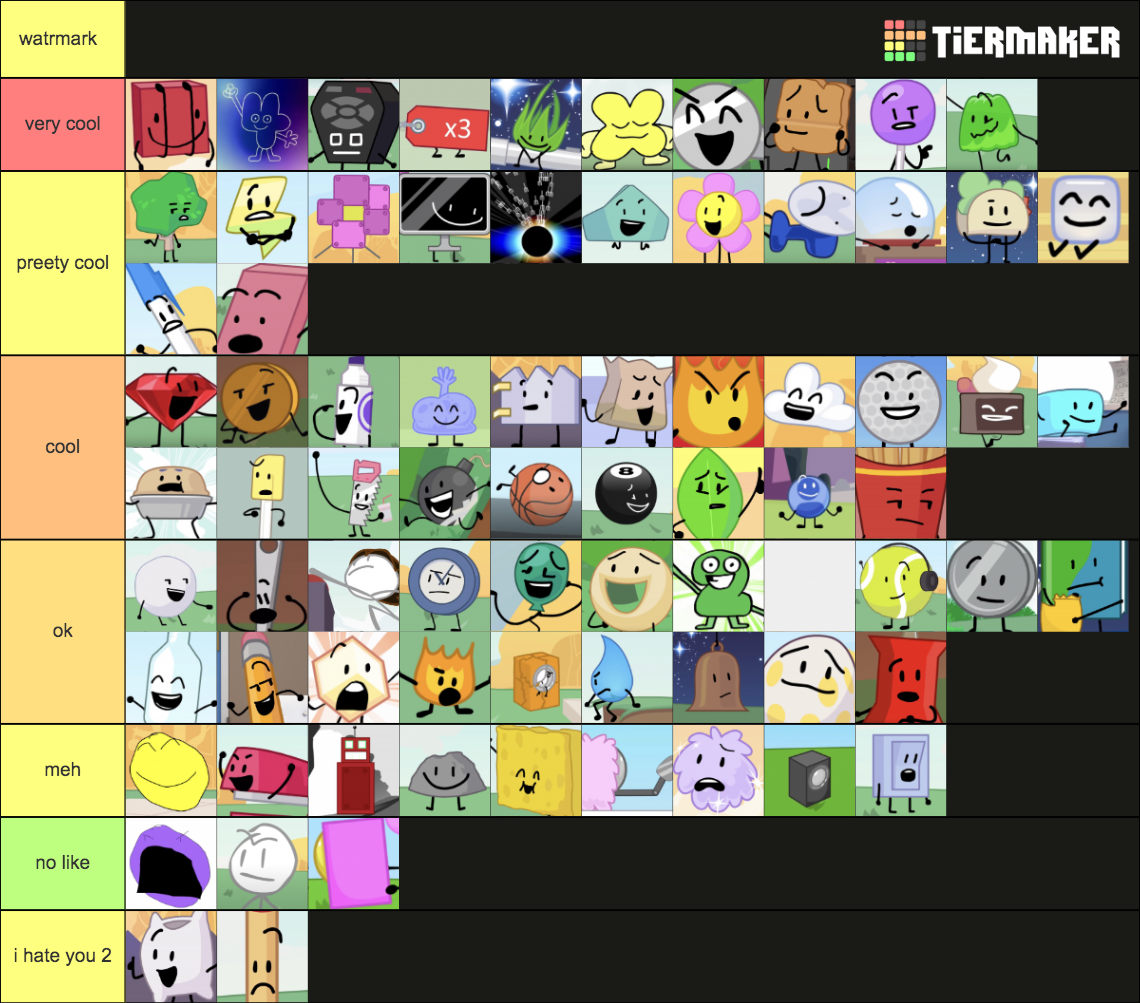 BFDI/BFB/TPOT Characters Tier List (Community Rankings) - TierMaker