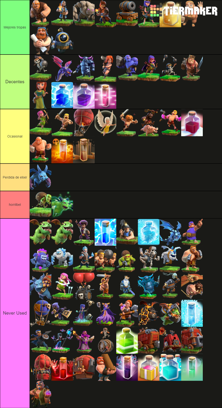 UPDATED Clash of Clans Tier List Rankings) TierMaker