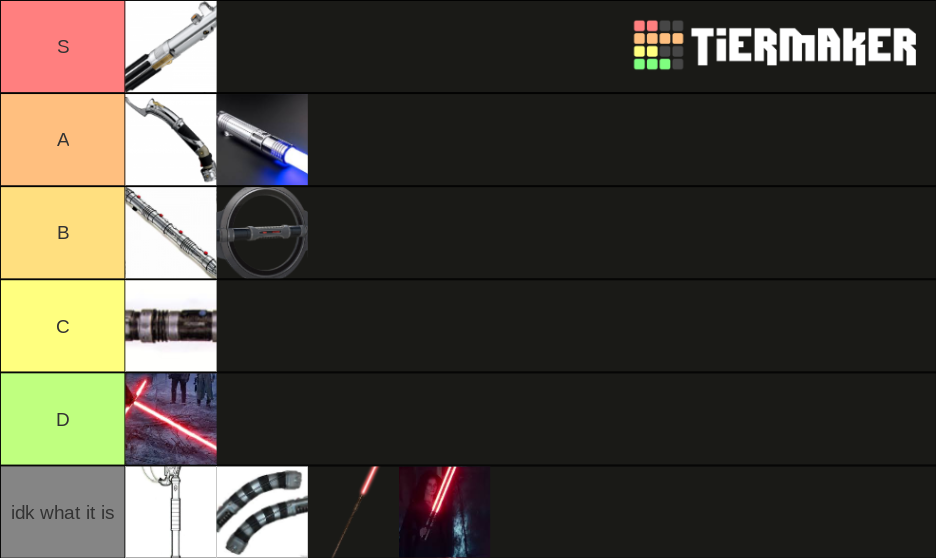 Star Wars Lightsaber Variants Tier List Rankings) TierMaker
