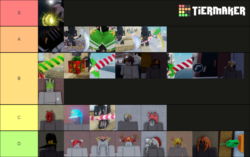 YBA Items Spec Skins Holiday Cosmetics Tier List Community Rankings 