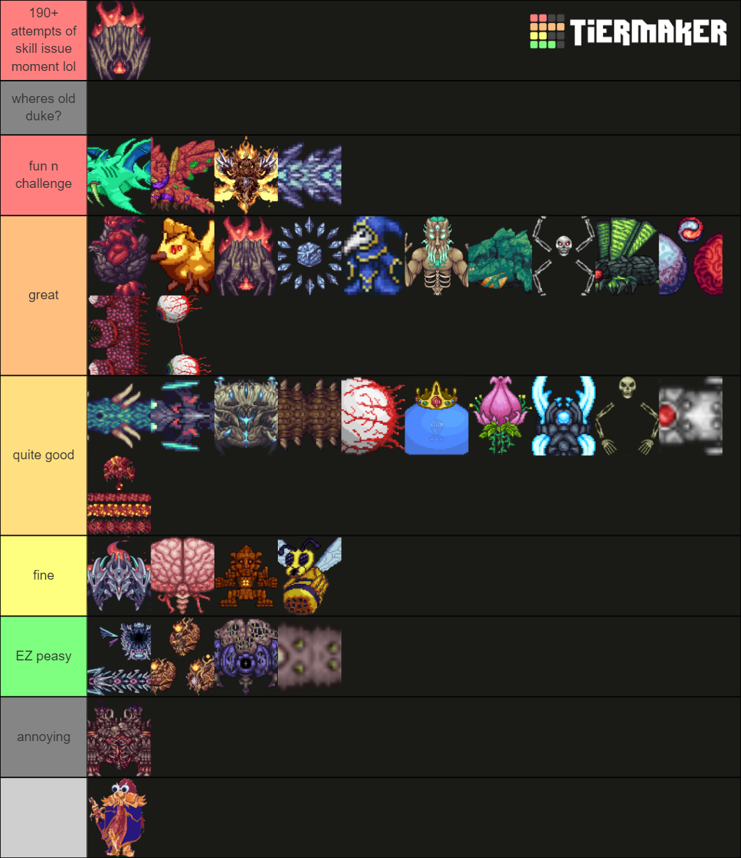 Terraria + Calamity Mod Bosses Tier List (Community Rankings) - TierMaker