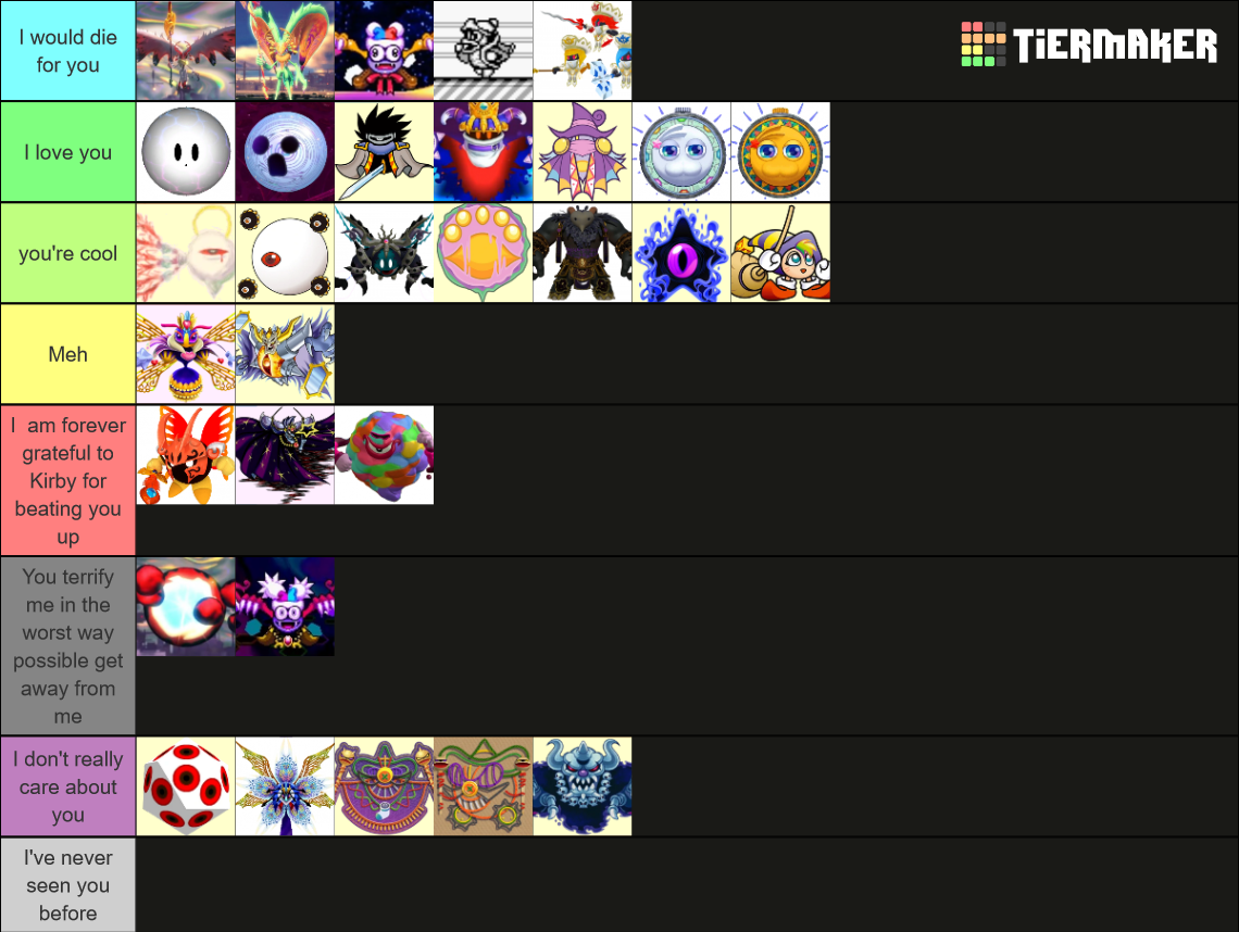 Kirby Final Bosses Tier List (Community Rankings) - TierMaker