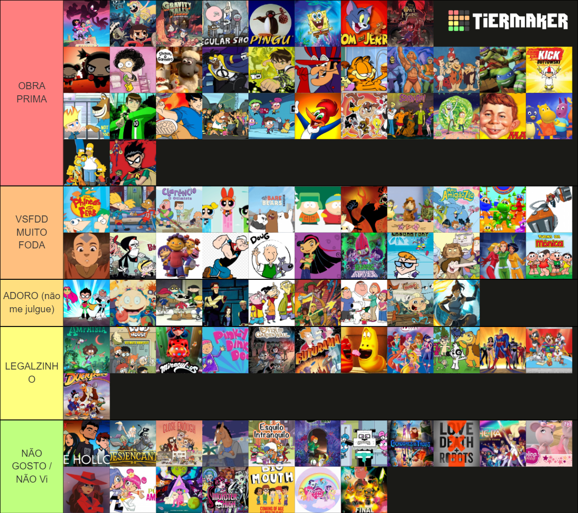 DESENHOS ANIMADOS (ULTIMATE) Tier List (Community Rankings) - TierMaker