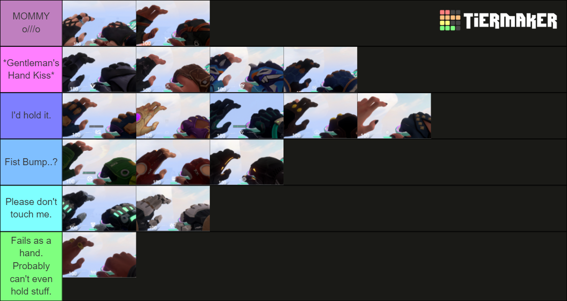 VALORANT Agent Hands Tier List (Community Rankings) - TierMaker