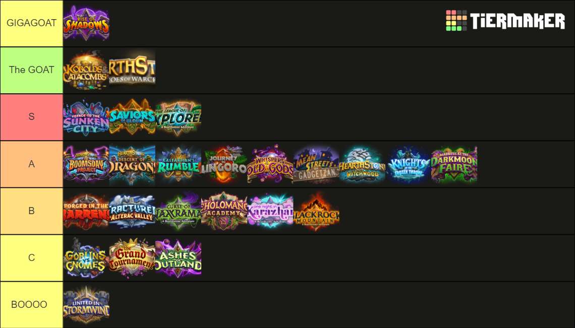 Hearthstone Expansions Tier List Rankings) TierMaker