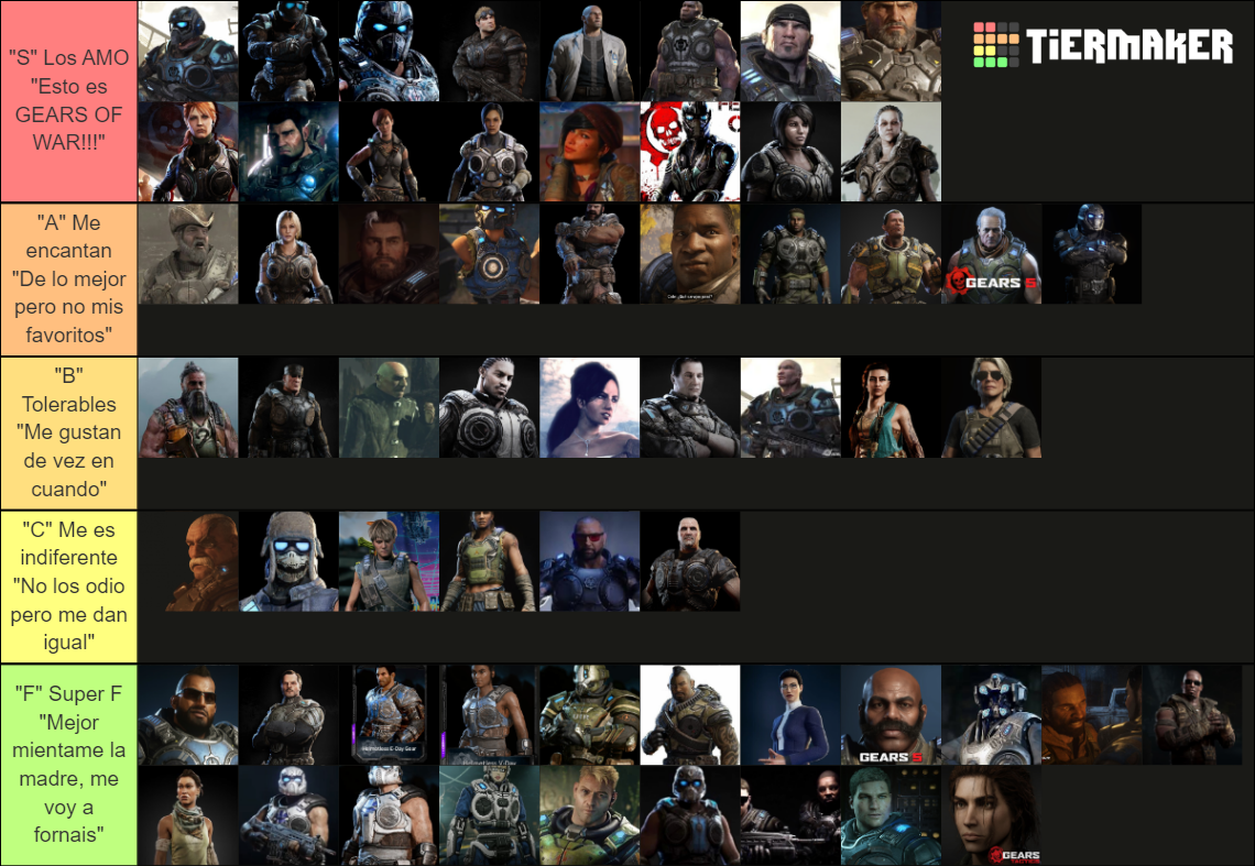 GEARS OF WAR COG personajes de toda la saga Tier List