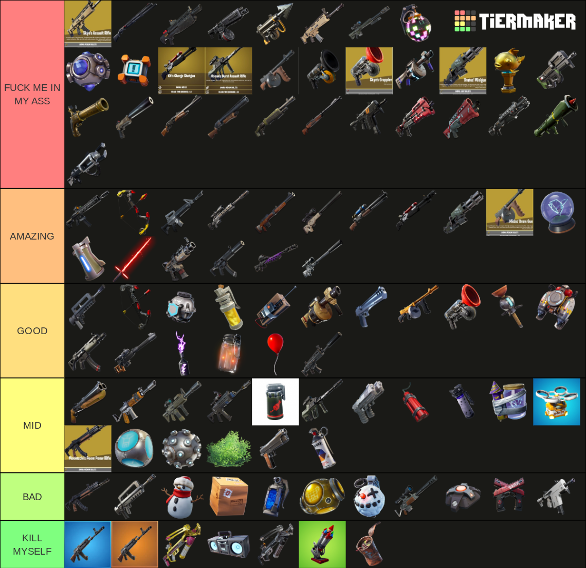 Ranking All Fortnite Guns and Weapons Tier List Rankings