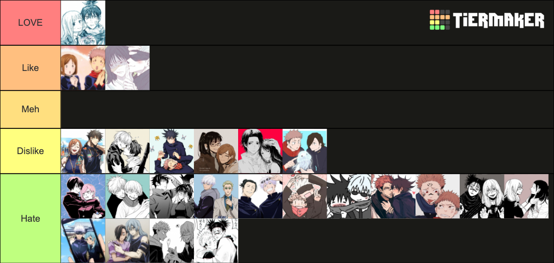 Jujutsu Kaisen Ships Tier List (Community Rankings) - TierMaker