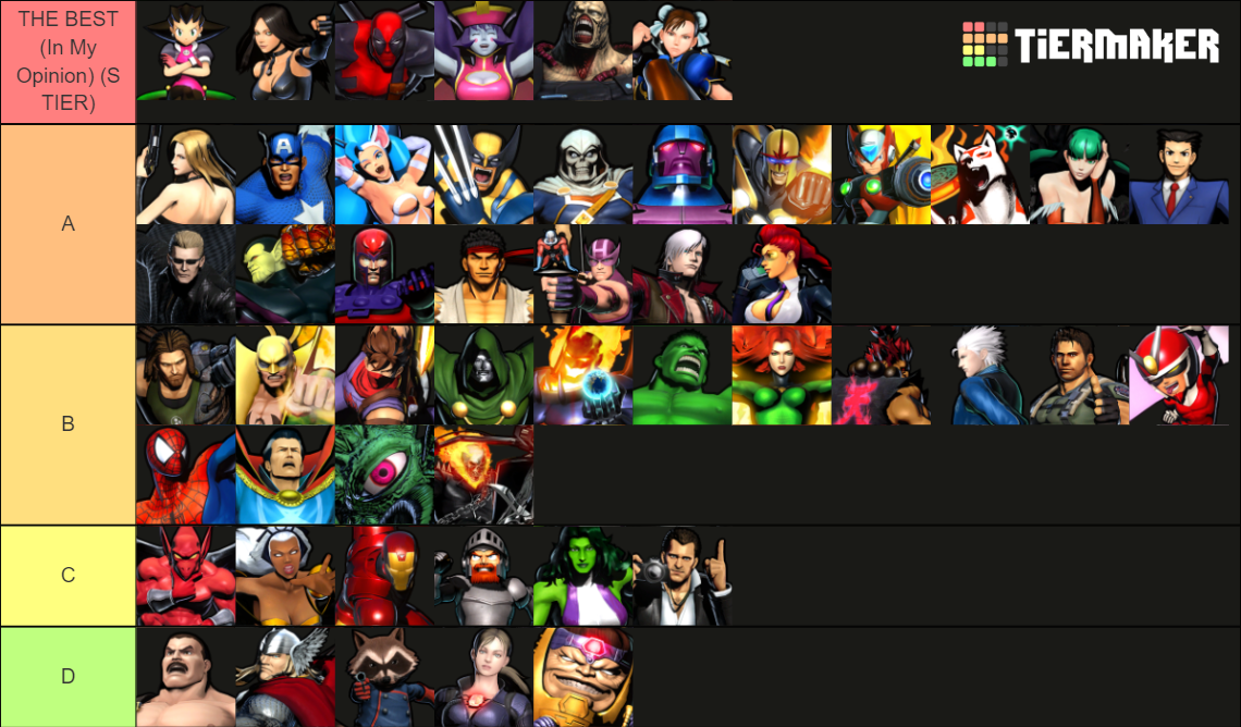 Ultimate Marvel vs 3 Characters Tier List Rankings