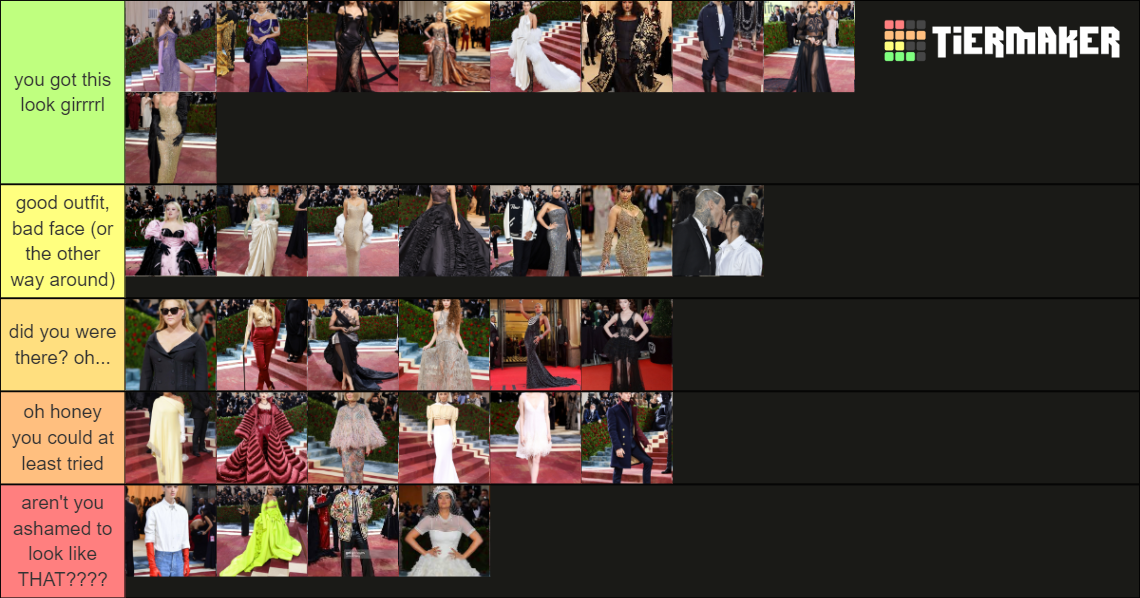 met gala looks 2022 Tier List Rankings) TierMaker