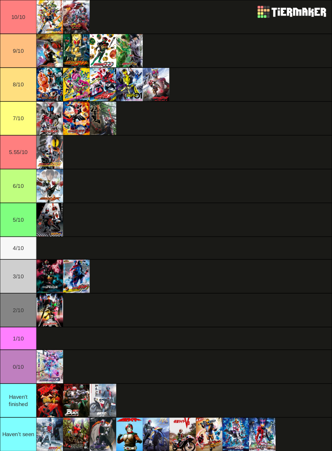 Kamen Rider series (1971-2021) (Showa, Heisei and Reiwa) Tier List ...