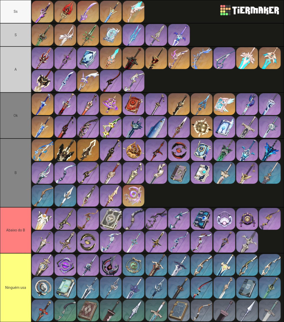 Genshin Impact All Weapons Tier List (Community Rankings) - TierMaker