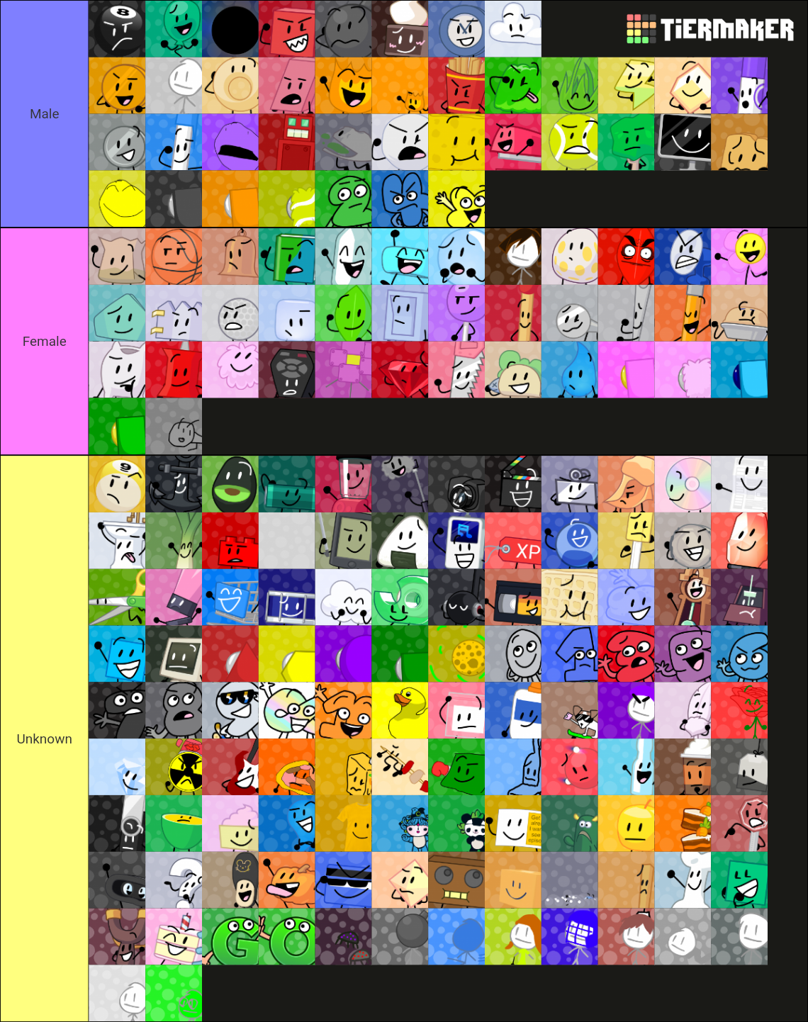 BFB Fan Made Icons By Pen Cap Updated Again Tier List Community