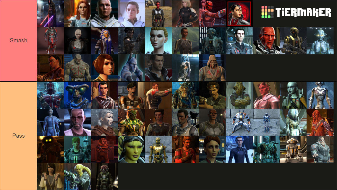 SWTOR Rating smash or pass companions Tier List Rankings