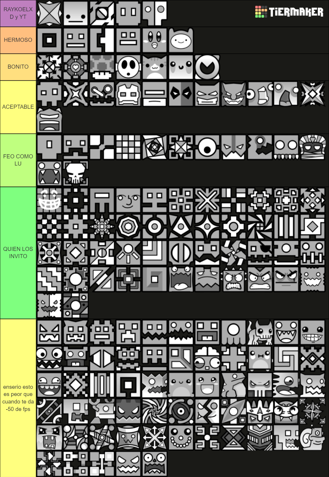 Geometry Dash icon list (Tacts) Tier List (Community Rankings) - TierMaker