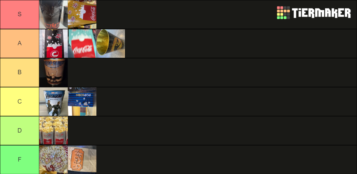 Cinemark Bags and Buckets Tier List Rankings) TierMaker