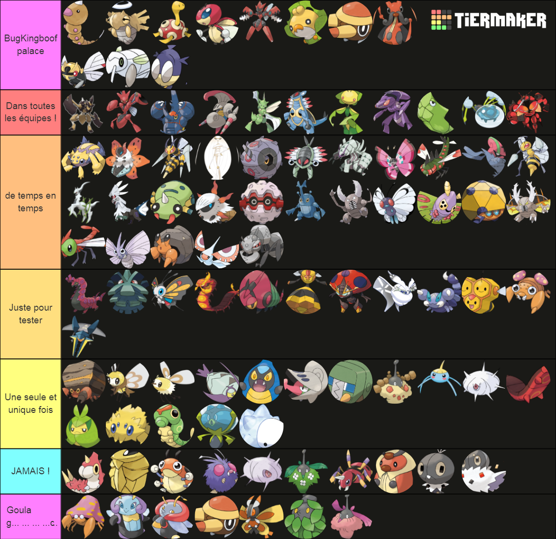 Pokémon de type Insecte Tier List Rankings) TierMaker