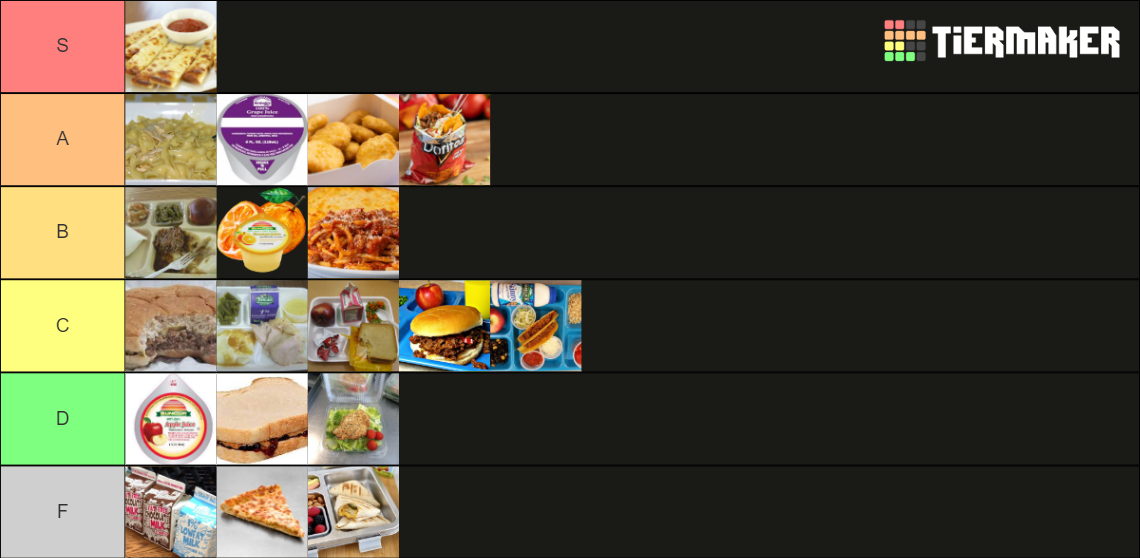 School Food Tier List (Community Rankings) - TierMaker