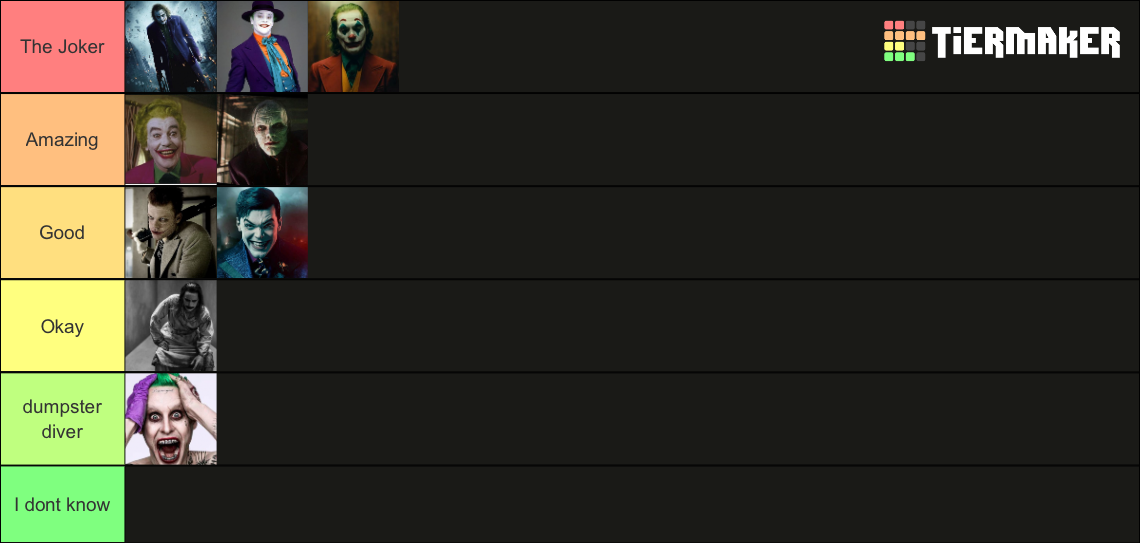 Best Live Action Joker Portrayal Tier List Rankings) TierMaker