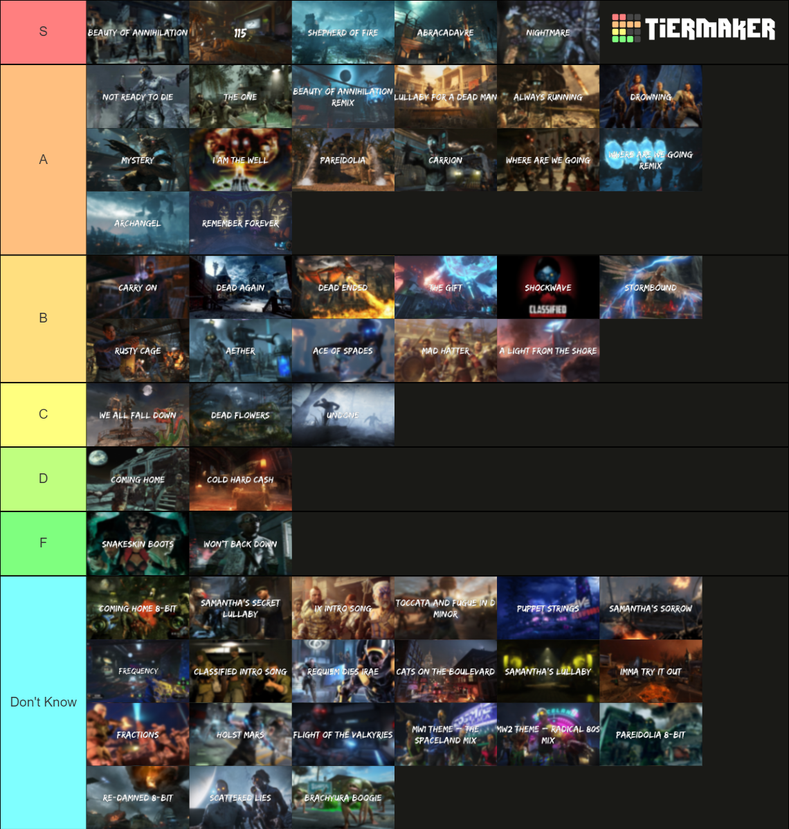 Ranking All Main Call of Duty Zombies Songs Tier List