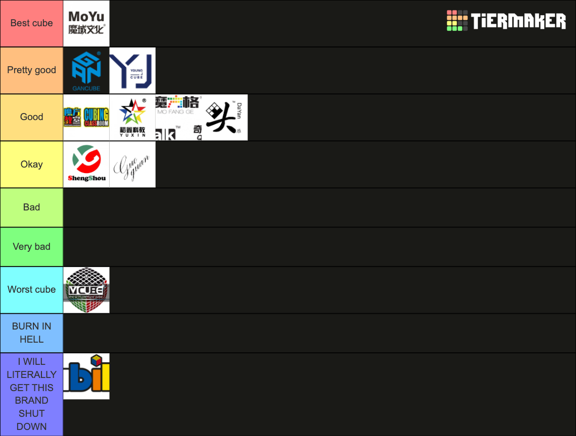 rubik cube brands Tier List Rankings) TierMaker
