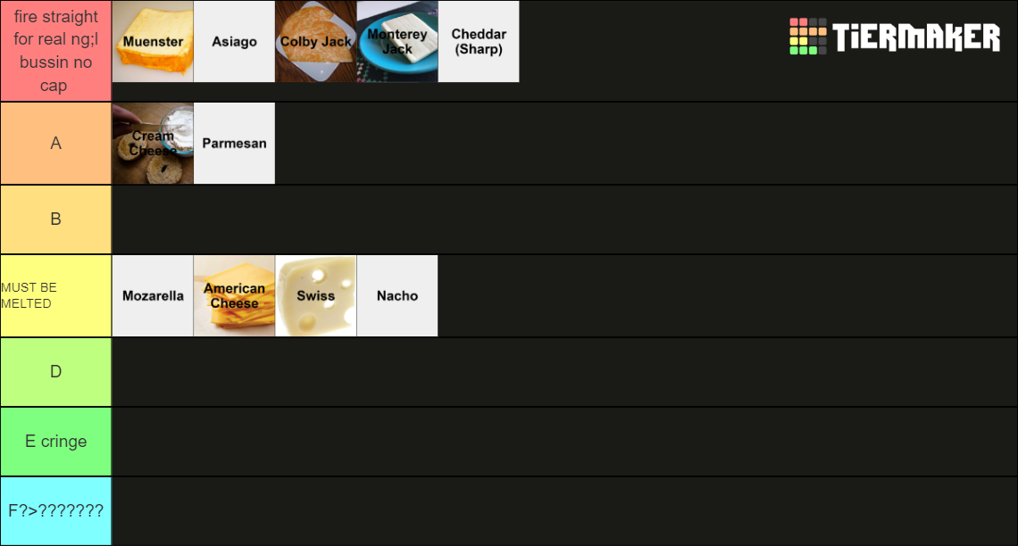 Cheese Tier List Rankings) TierMaker