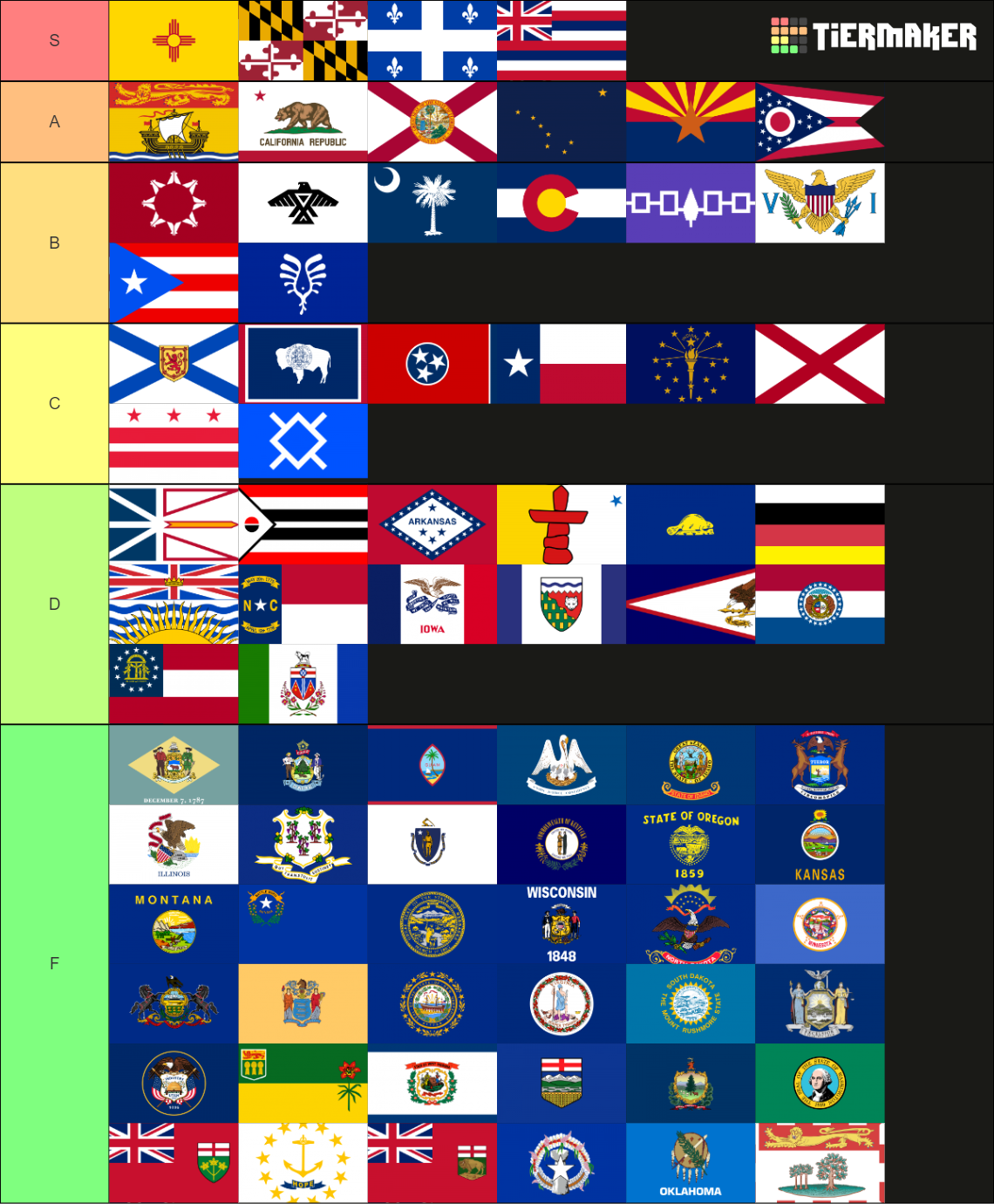 State Provincial Flags Of Usa + Canada Tier List (community Rankings 