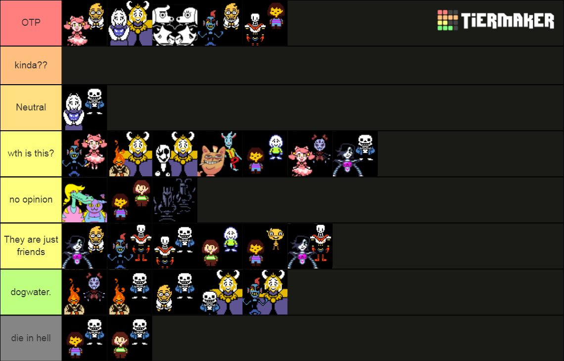 Popular Undertale Ships Tier List Community Rankings Tiermaker 