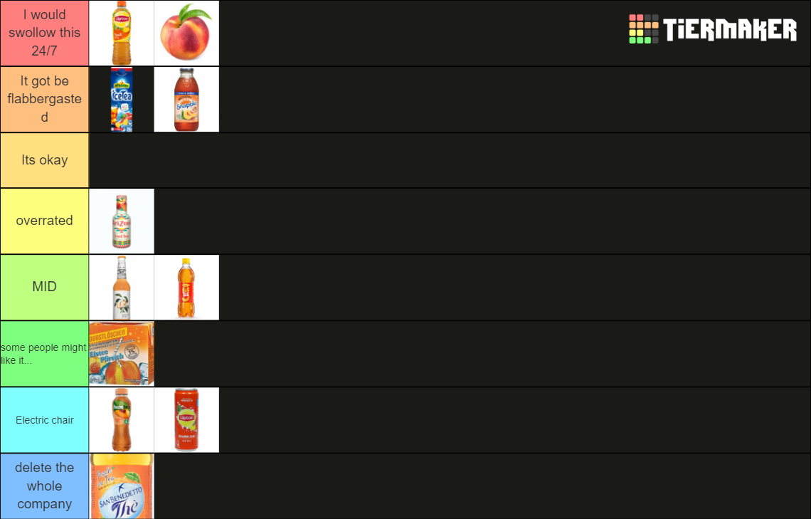 Peach Ice tea brands Tier List (Community Rankings) - TierMaker