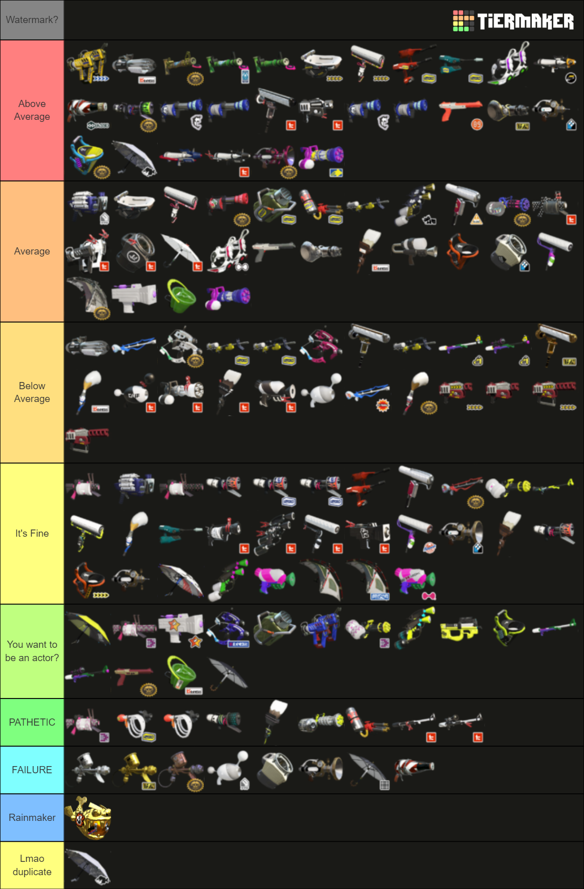 Splatoon 2 Weapons Tier List (Community Rankings) - TierMaker