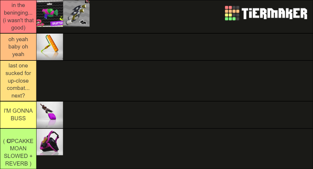 Splatoon 2 Weapon Types Tier List (Community Rankings) - TierMaker