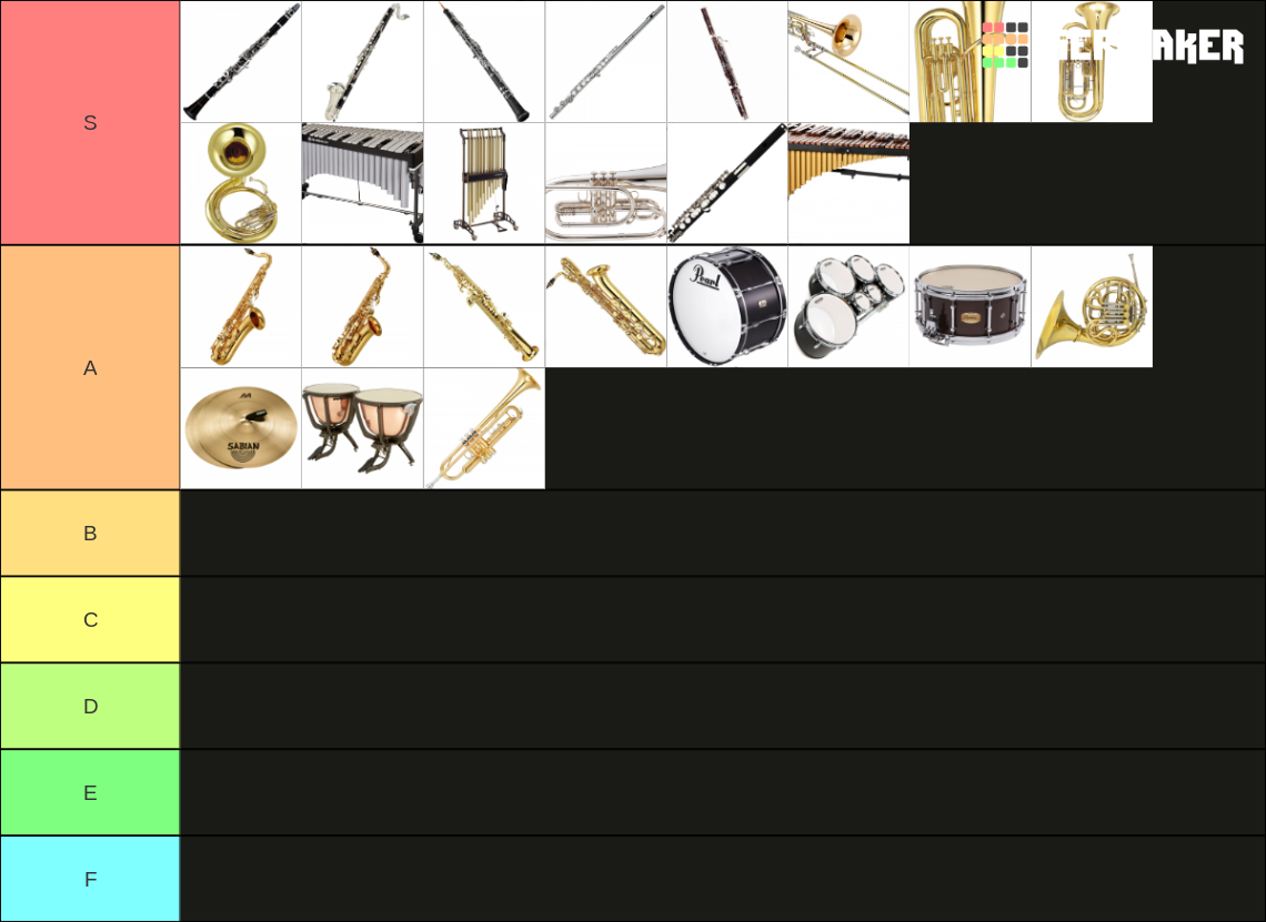 Concert/Marching Band Instruments Tier List Rankings
